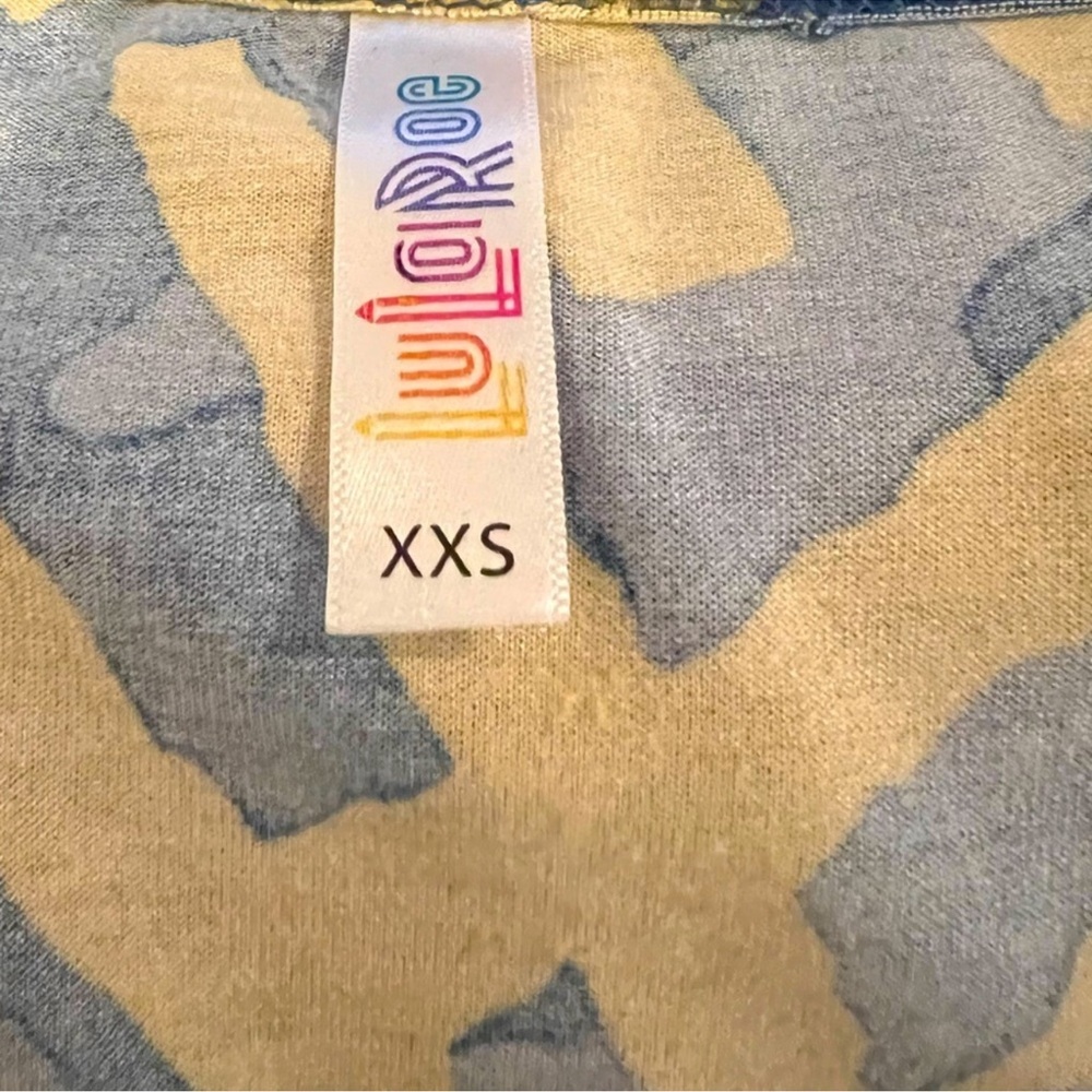 LuLaRoe Classic T XXS Blue Yellow Abstract Print Swing Tunic Top - Picture 5 of 6